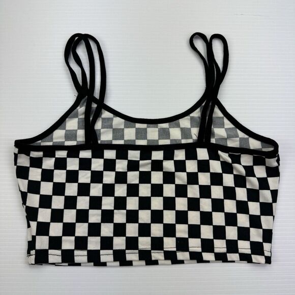 Black White Checkered Crop Tank Tops Set Size Small Y2K Rock Boho - Picture 13 of 15